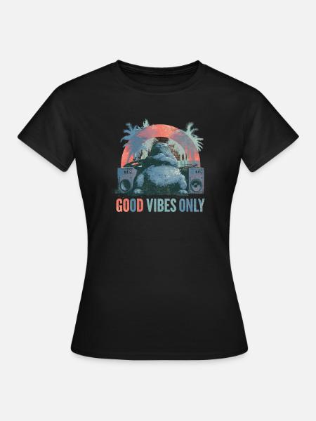 Katzen-DJ Gute Vibes Only - Frauen T-Shirt - Schwarz