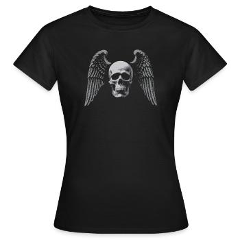 Emblème gothique du crâne ailé - T-shirt Femme - noir - Devant - AI Model Female 172 dark (172cm)