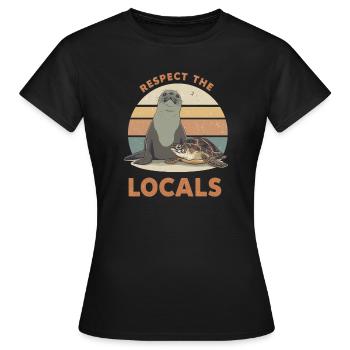 Respect The Locals Seal & Turtle - Women's T-Shirt - black - Front - AI Model Female 172 dark (172cm)