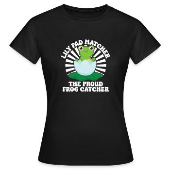 Attrape-grenouilles, Nénuphar, Pelouse, Grenouille attrapeuse, fière - T-shirt Femme - noir - Devant - AI Model Female 172 dark (172cm)