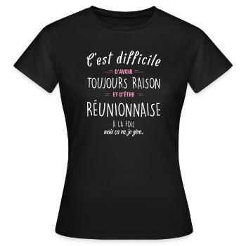 C Est Difficile D Avoir Toujours Raison Et D Et... - T-shirt Femme - noir - Devant - AI Model Female 172 dark (172cm)