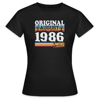 Vintage août 1986 Vintage Rétro Anniversaire - T-shirt Femme - noir - Devant - AI Model Female 172 dark (172cm)