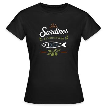 Sardines et Olive Vintage - T-shirt Femme - noir - Devant - AI Model Female 172 dark (172cm)