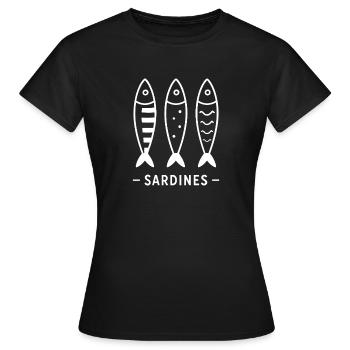 Trio sardines graphic - Women's T-Shirt - black - Front - AI Model Female 172 dark (172cm)