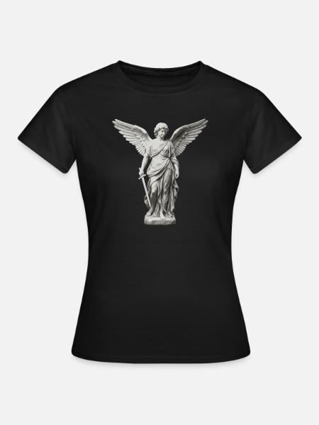 Geflügelter Schutzengel mit Schwert - Frauen T-Shirt - Schwarz