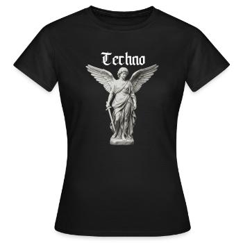 Techno Angel Gothic Statue Motif - Women's T-Shirt - black - Front - AI Model Female 172 dark (172cm)