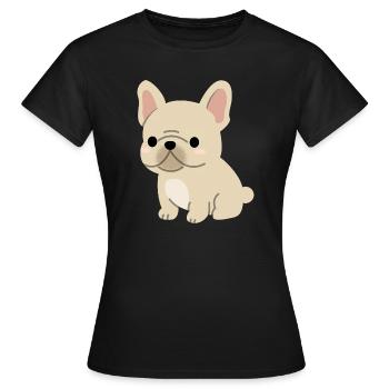 Charmante illustration de bouledogue français - T-shirt Femme - noir - Devant - AI Model Female 172 dark (172cm)