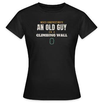 Old Guy On A Climbing Wall - Women's T-Shirt - black - Front - AI Model Female 172 dark (172cm)