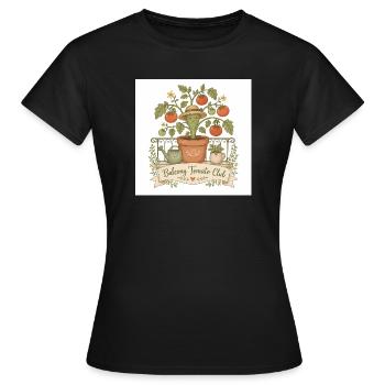 Balcony Tomato Club Illustration - Women's T-Shirt - black - Front - AI Model Female 172 dark (172cm)