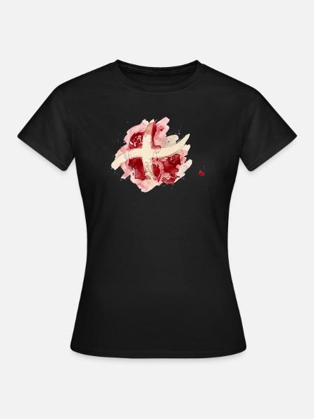 Dänemark Flagge als Aquarell - Dame-T-shirt - sort