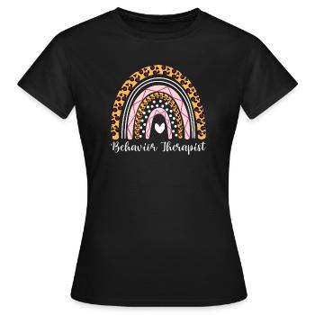 Thérapeute comportemental Bohème, Rainbow Behavior Tech - T-shirt Femme - noir - Devant - AI Model Female 172 dark (172cm)