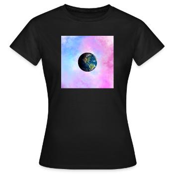 Globe terrestre dans une nébuleuse pastel - T-shirt Femme - noir - Devant - AI Model Female 172 dark (172cm)