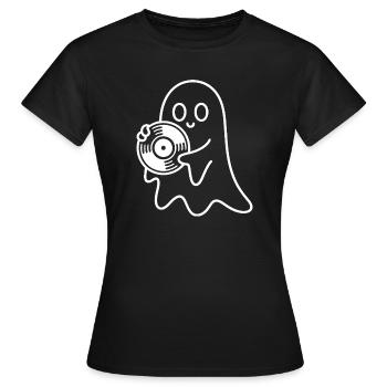 Fantôme avec disque vinyle - T-shirt Femme - noir - Devant - AI Model Female 172 dark (172cm)