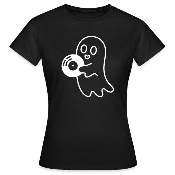 Fantôme câlin avec ballon dans les yeux - T-shirt Femme - noir - Devant - AI Model Female 172 dark (172cm)