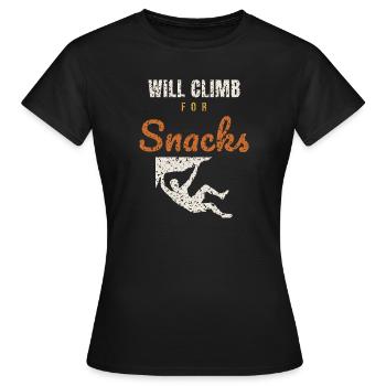 Will Climb For Snacks - Women's T-Shirt - black - Front - AI Model Female 172 dark (172cm)