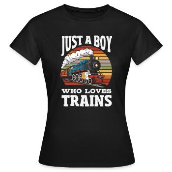 Un garçon qui aime les trains Chemin de fer - T-shirt Femme - noir - Devant - AI Model Female 172 dark (172cm)
