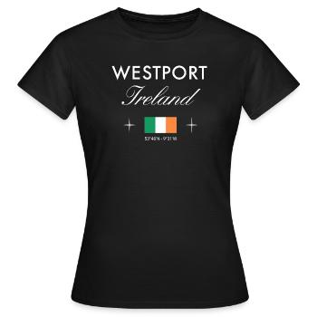 Coordonnées de Westport Irlande Souvenir de voyage - T-shirt Femme - noir - Devant - AI Model Female 172 dark (172cm)