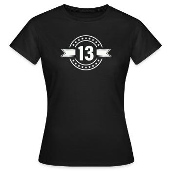 Insigne de 13 étoiles avec ruban - T-shirt Femme - noir - Devant - AI Model Female 172 dark (172cm)