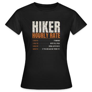 Tarif horaire de randonneur drôle - T-shirt Femme - noir - Devant - AI Model Female 172 dark (172cm)