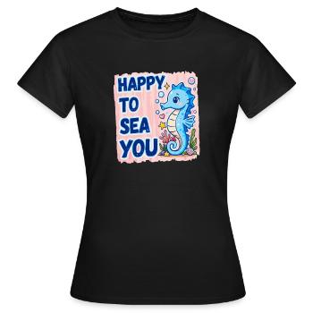 Heureux de mer, Hippocampe de mer, amour de mer - T-shirt Femme - noir - Devant - AI Model Female 172 dark (172cm)