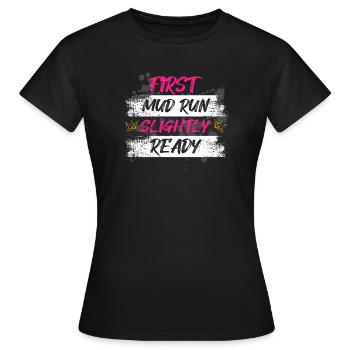 Première course boueuse Schlammlauf Muddy Race - T-shirt Femme - noir - Devant - AI Model Female 172 dark (172cm)
