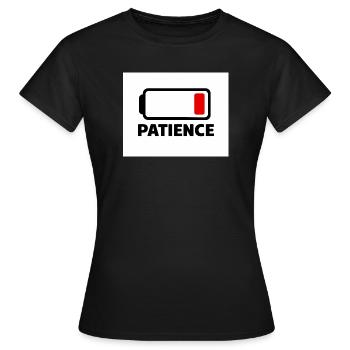 Icône de batterie PATIENCE avec police - T-shirt Femme - noir - Devant - AI Model Female 172 dark (172cm)