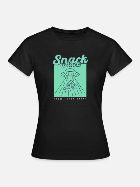 UFO Pizza Snack - Frauen T-Shirt - Schwarz