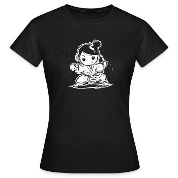 Look de Karaté Girl Cartoon - T-shirt Femme - noir - Devant - AI Model Female 172 dark (172cm)