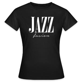 Jazz Fusion Typography Logo - Women's T-Shirt - black - Front - AI Model Female 172 dark (172cm)