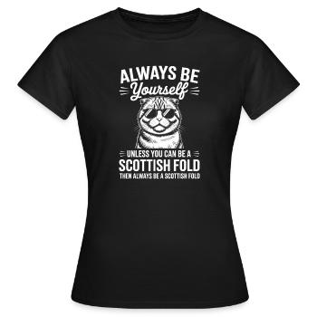 Scottish Folding Cat Scottish Fold Gift - Women's T-Shirt - black - Front - AI Model Female 172 dark (172cm)