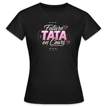 Future Tata In Progress 2027 - Pregnancy Announcement - Women's T-Shirt - black - Front - AI Model Female 172 dark (172cm)