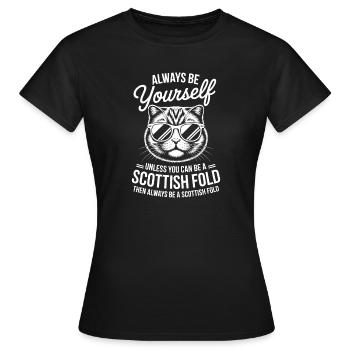 Scottish Folding Cat Scottish Fold Gift - Women's T-Shirt - black - Front - AI Model Female 172 dark (172cm)