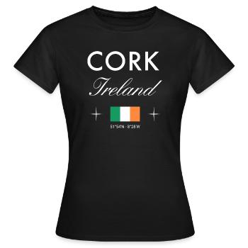 Cork Ireland Coordinates Travel Souvenir - Women's T-Shirt - black - Front - AI Model Female 172 dark (172cm)