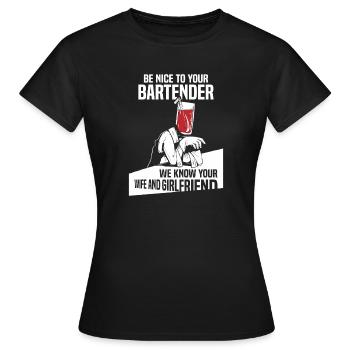 waiter bartender bartender bartender barchef - Women's T-Shirt - black - Front - AI Model Female 172 dark (172cm)