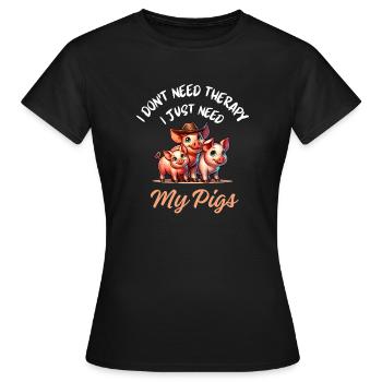 Thérapie de la ferme porcine - T-shirt Femme - noir - Devant - AI Model Female 172 dark (172cm)