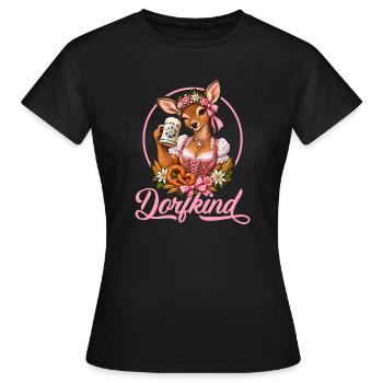 Dorflokind im Dirndl - Frauen T-Shirt - Schwarz - Vorne - AI Model Female 172 dark (172cm)
