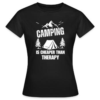 Cadeau de randonnée camping pour campeurs heureux et amateur de plein air - T-shirt Femme - noir - Devant - AI Model Female 172 dark (172cm)