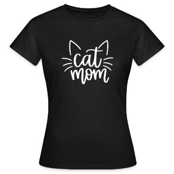 Cat Mom Cat Motif with Whiskers - Women's T-Shirt - black - Front - AI Model Female 172 dark (172cm)