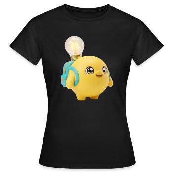 Mascotte jaune mignonne de l’école avec une ampoule Planète Ba - T-shirt Femme - noir - Devant - AI Model Female 172 dark (172cm)