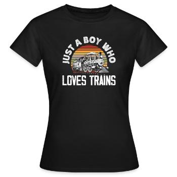Only A Boy Who Loves Trains Retro Vintage - Women's T-Shirt - black - Front - AI Model Female 172 dark (172cm)