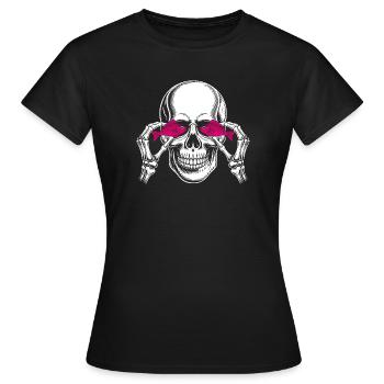 Crâne avec poisson rose - T-shirt Femme - noir - Devant - AI Model Female 172 dark (172cm)