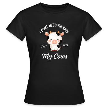Thérapie des vaches mignonnes - T-shirt Femme - noir - Devant - AI Model Female 172 dark (172cm)