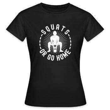 Gym Junkies Squats ou Calisthénie Retour à la Maison Fitness - T-shirt Femme - noir - Devant - AI Model Female 172 dark (172cm)