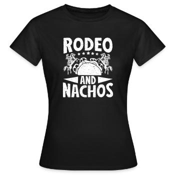 Rodeo Équitation Rodeo & Nachos Cowboy - T-shirt Femme - noir - Devant - AI Model Female 172 dark (172cm)