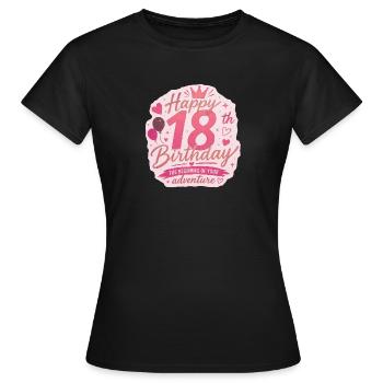 Insigne rose d’aventure pour le 18e anniversaire - T-shirt Femme - noir - Devant - AI Model Female 172 dark (172cm)