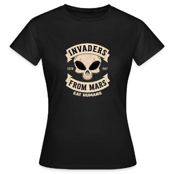 Envahisseurs venus de Mars - T-shirt Femme - noir - Devant - AI Model Female 172 dark (172cm)