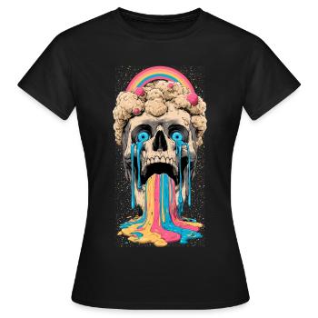 Psychedelic Skull Rainbow - Women's T-Shirt - black - Front - AI Model Female 172 dark (172cm)