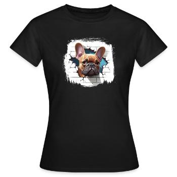 french bulldog cartoon - T-shirt Femme - noir - Devant - AI Model Female 172 dark (172cm)