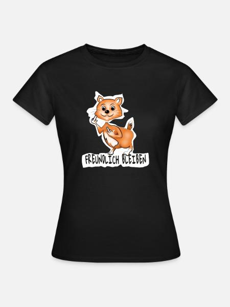 Freundlicher Fuchs Flip Botschaft - Frauen T-Shirt - Schwarz