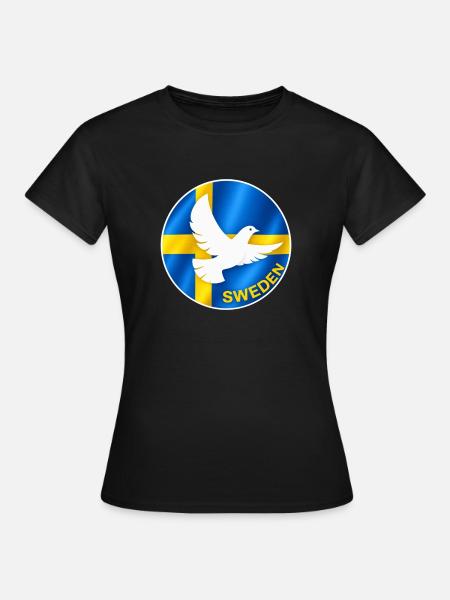 Schweden Flagge Friedenstaube - Frauen T-Shirt - Schwarz